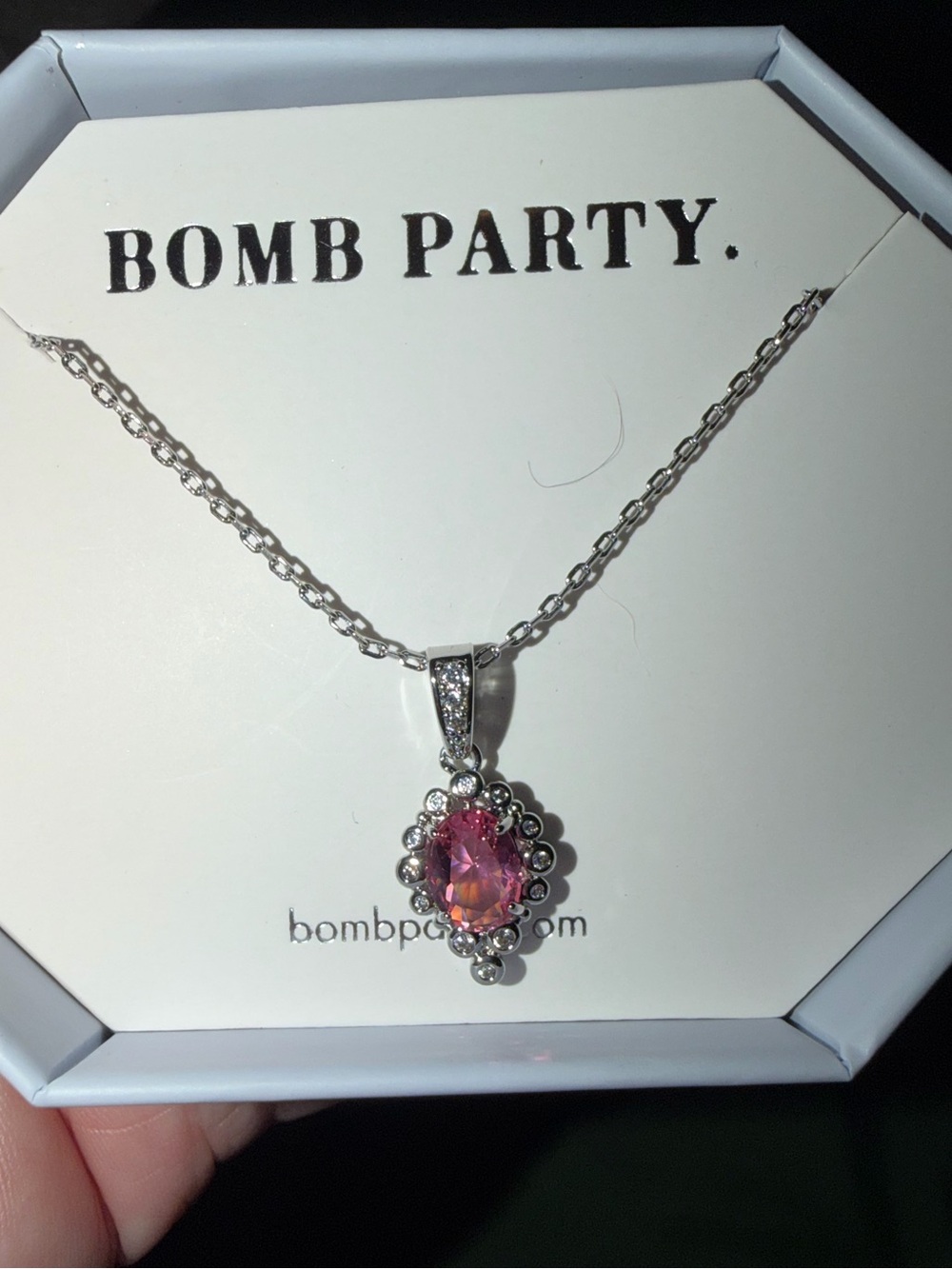 Bomb Party RETRO Necklace-Seek The Best Pink Tourmaline on Rhodium RBP3400